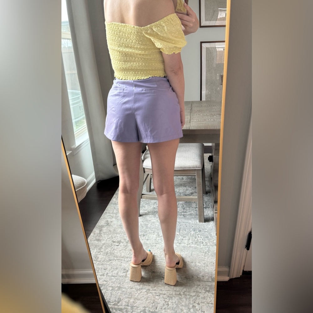 Lavender Purple Faux Leather Women's Shorts - Picture 4 of 16